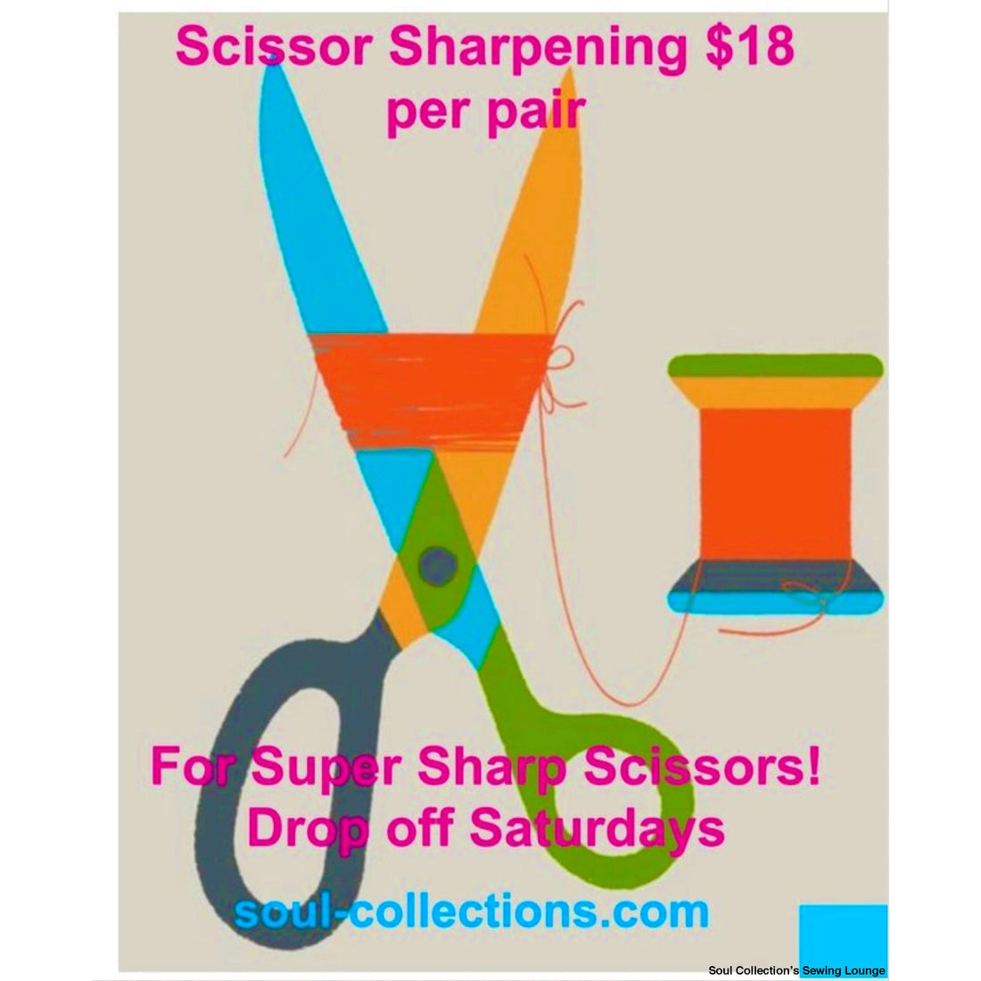Soul Collection’s Sewing Lounge Scissor Sharpening